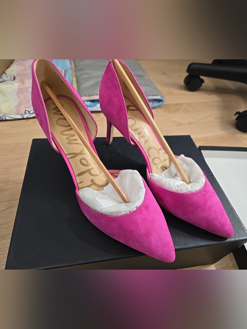 Sam Edelman Hot Pink Suede Pointed Toe Pumps Heels Women’s Size 6.5